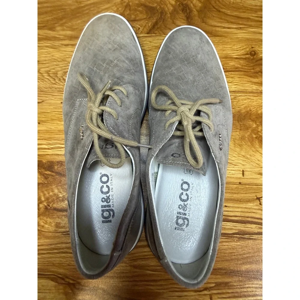 Igi&Co Men's Suede Lace Up Sneakers Grey Made in Italy EU 40 Low Top Shoes